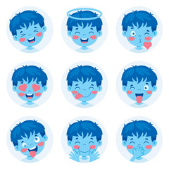 Set Of Different Expressions Of Kids