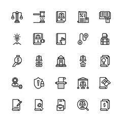 Set of law and justice investigation outline style icon - vector