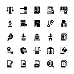 Set of law and justice investigation glyph style icon - vector