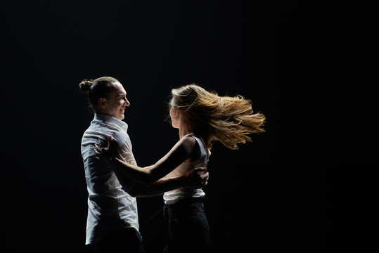 Professional dancers perform latino dance. Passion and expression