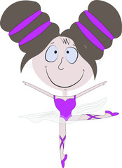 ballerina in pink pointes stands on one leg cartoon funny