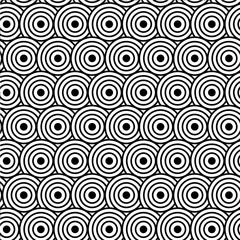 Black-white seamless pattern of circles. Flat lay, top view