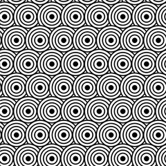 Black-white seamless pattern of circles. Flat lay, top view