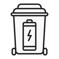 Battery recyclable black line icon. Waste recycling. Garbage sorting. Environmental protection. Outline pictogram for web page, mobile app, promo.