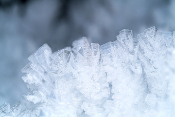 Fototapeta na wymiar Close up of snow crystals. Close up of a snow surface