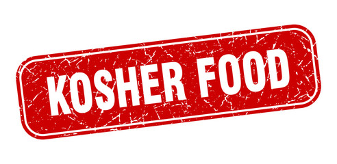 kosher food stamp. kosher food square grungy red sign