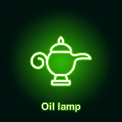 Ramadan oil lamp outline neon icon. Element of Ramadan day illustration icon. Signs and symbols can be used for web, logo, mobile app, UI, UX