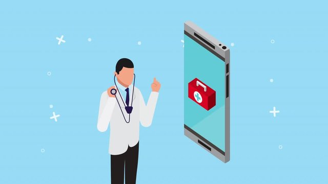 doctor using smartphone with healthcare online technology