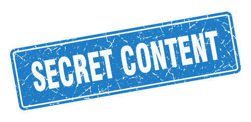 secret content stamp. secret content vintage blue label. Sign