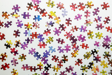 Pieces of puzzle isolated on white background. Concept of complex problem