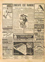 Used paper background Old newspaper pages vintage advertising - obrazy, fototapety, plakaty