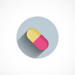 medicine capsule colorful flat icon with shadow. Drugs icon