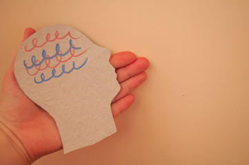 Hand holds the brain. World Brain Tumor Day. Brain cancer	
