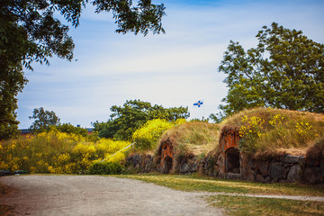 Helsinki. Finland. The bastions of Suomenlinna. An ancient stone fortress on the island of...