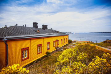 Sunlight shadow upon Suomenlinna in Helsinki, Finland