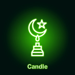 Ramadan candle outline neon icon. Element of Ramadan day illustration icon. Signs and symbols can be used for web, logo, mobile app, UI, UX
