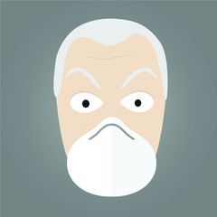 Elderly doctor wearing protective mask against covid-19 virus