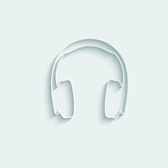 paper Headphones  - black vector icon listening music symbol 