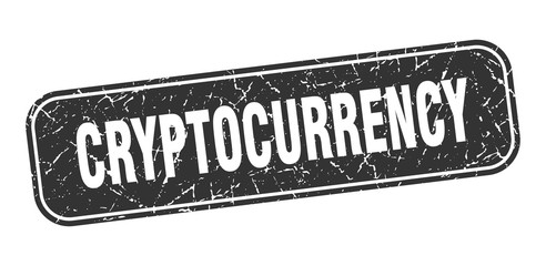 cryptocurrency stamp. cryptocurrency square grungy black sign