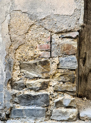 Old wall texture by layers of its construction