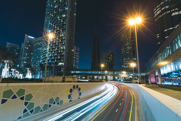 Fototapeta na wymiar Highway traffic in downtown Dubai - UAE