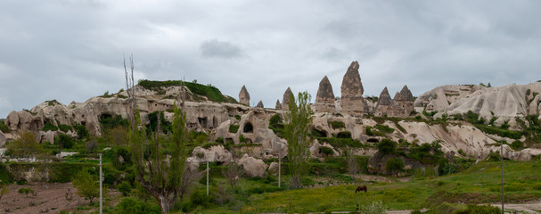 Panoramic view of cave houses in Gereme