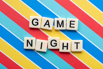 Game Night letter tiles on colorful background