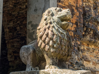 Stone lion statue at Prasat Tao - Sambor Prei Kuk, Cambodia