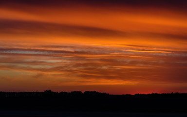 Fototapeta premium bright sunset in the evening sky
