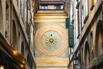 Brescia, Italy. View of famous historical landmark (Torre dell'Orologio) in Brescia.