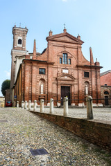 Fototapeta premium Cremona, Italy. Beautiful architecture of catholic church (Chiesa dei Santi Omobono ed Egidio) in Cremona.