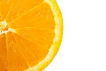 orange slice, clipping path, isolated on orange background full depth of field