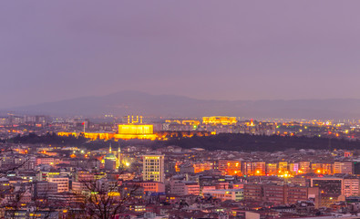 Fototapeta premium Ankara/Turkey-March 02 2019: Panoramic Ankara view with Anitkabir