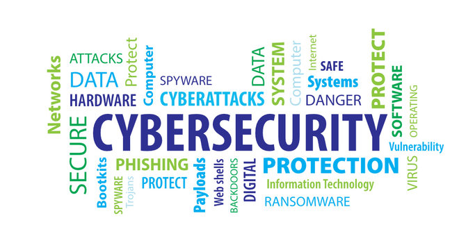 Cybersecurity Word  Cloud on a Blue Background