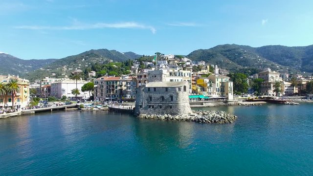 Aerial view of the Italian Riviera, Rapallo, Italy