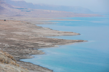 landscape of the Dead Sea, failures of the soil, illustrating an environmental catastrophe on the Dead Sea, Israel