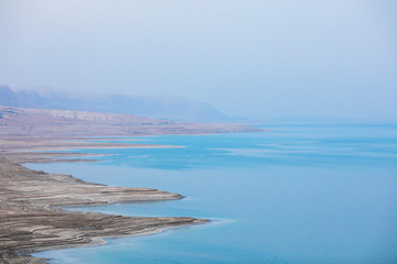 landscape of the Dead Sea, failures of the soil, illustrating an environmental catastrophe on the Dead Sea, Israel