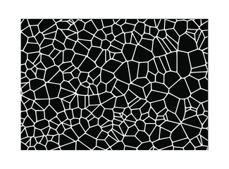 Mosaic poligonal black and white vector silhouette drawing stencil texture background with lines,leaf structute drawing,stained-glass decoration element design.