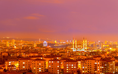Ankara/Turkey-March 02 2019: Panoramic Ankara view with Kocatepe Mosque