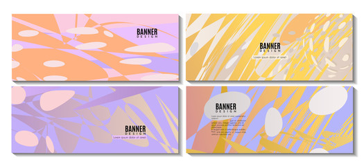 Banner design template set with abstract shapes. Vector illustration.