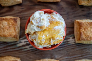 Looking Straight Down on Home Made Clotted Cream