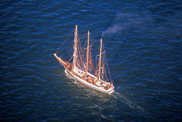 The Flotilla tall ship sailing down the Hudson River during the 100 year celebration for the Statue of Liberty, July 4, 1986 © spiritofamerica