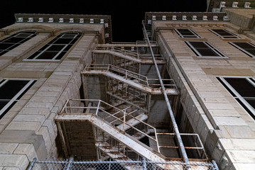 Fire Escape Staircase On Old Brick Building