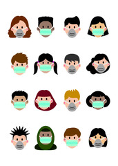Vector icon: Some people's faces use medical masks