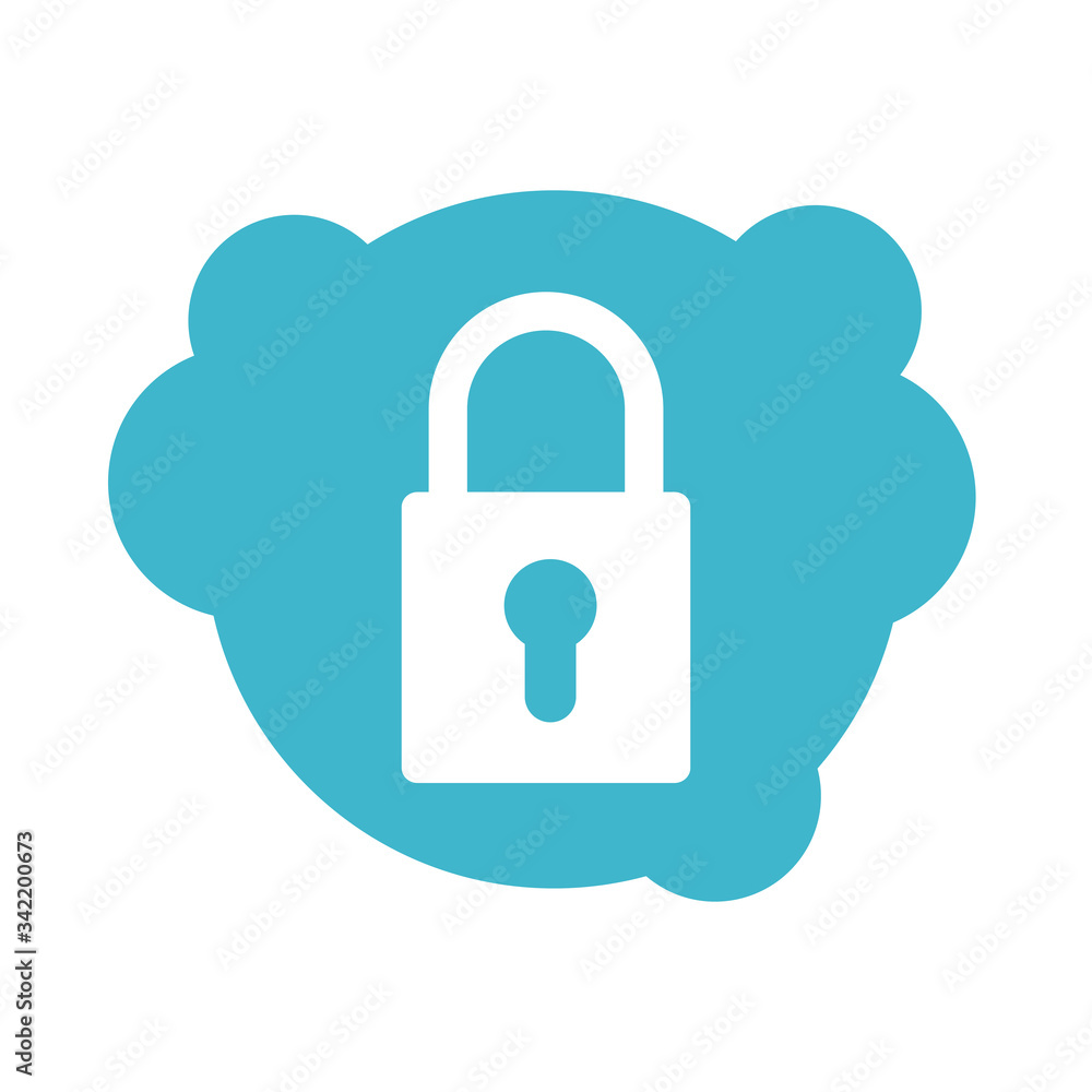 Poster safe secure padlock block style icon