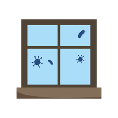 stay at home window covid 19 disease isolated icon on white background