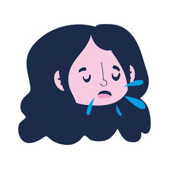 covid 19 coronavirus, woman face with cough, isolated icon white background