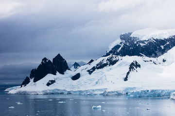 snow covered mountains Antarctica 