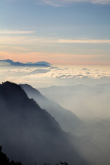 sunrise in the mountains with beautiful sky