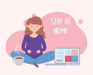 stay at home, pregnant woman online yoga